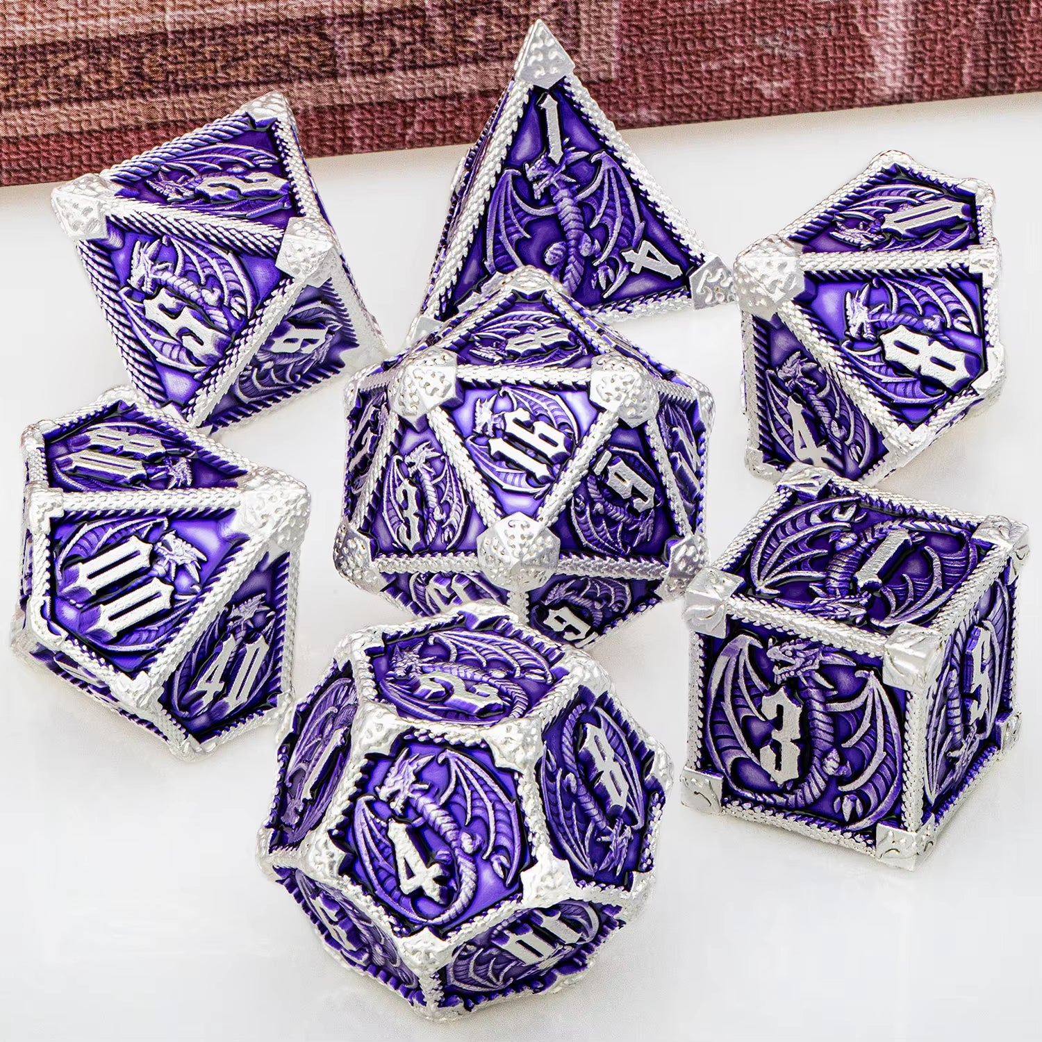 Metal DND Dice Dungeon and Dragon D&D Polyhedral Dice RPG D and D Dragon Dice Set Role Playing Games D20 D12 D10 D8 D6