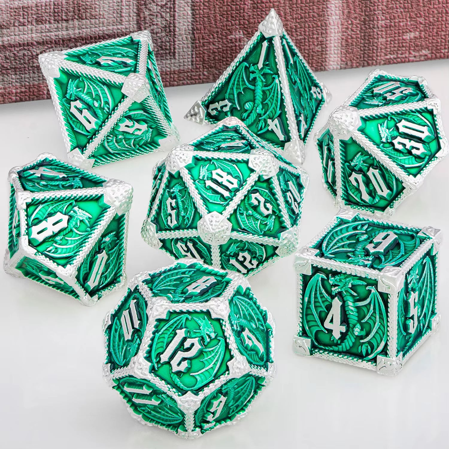 Metal DND Dice Dungeon and Dragon D&D Polyhedral Dice RPG D and D Dragon Dice Set Role Playing Games D20 D12 D10 D8 D6