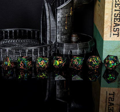 DND Resin Dice Set Inclusion Resin Dice for Dungeons and Dragons,  7 PCS D and D Sharp Edges Dice, D&D Dice Set RPG Role Playing Dice with Gift Box Polyhedral Dice Set D20 D12 D10 D8 D6 D4