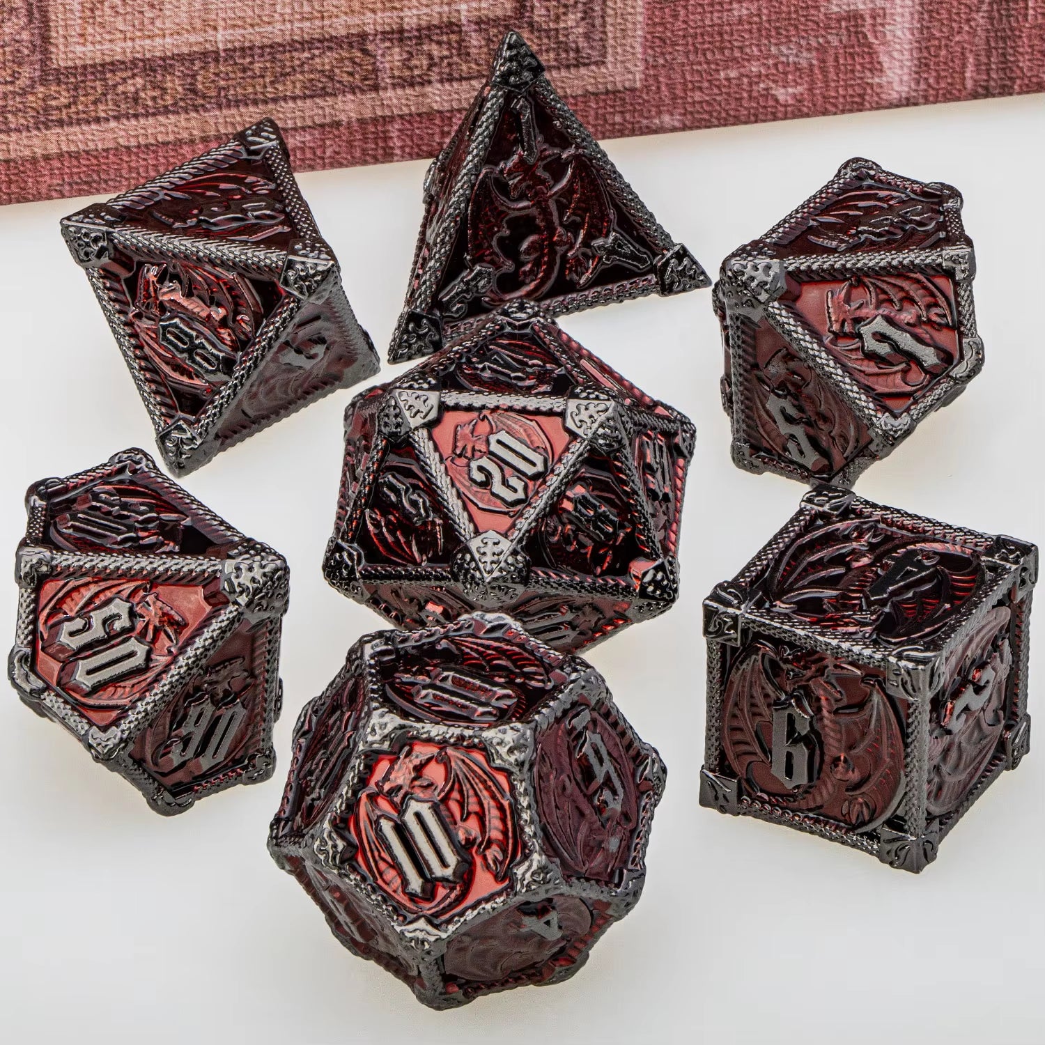 Metal DND Dice Dungeon and Dragon D&D Polyhedral Dice RPG D and D Dragon Dice Set Role Playing Games D20 D12 D10 D8 D6