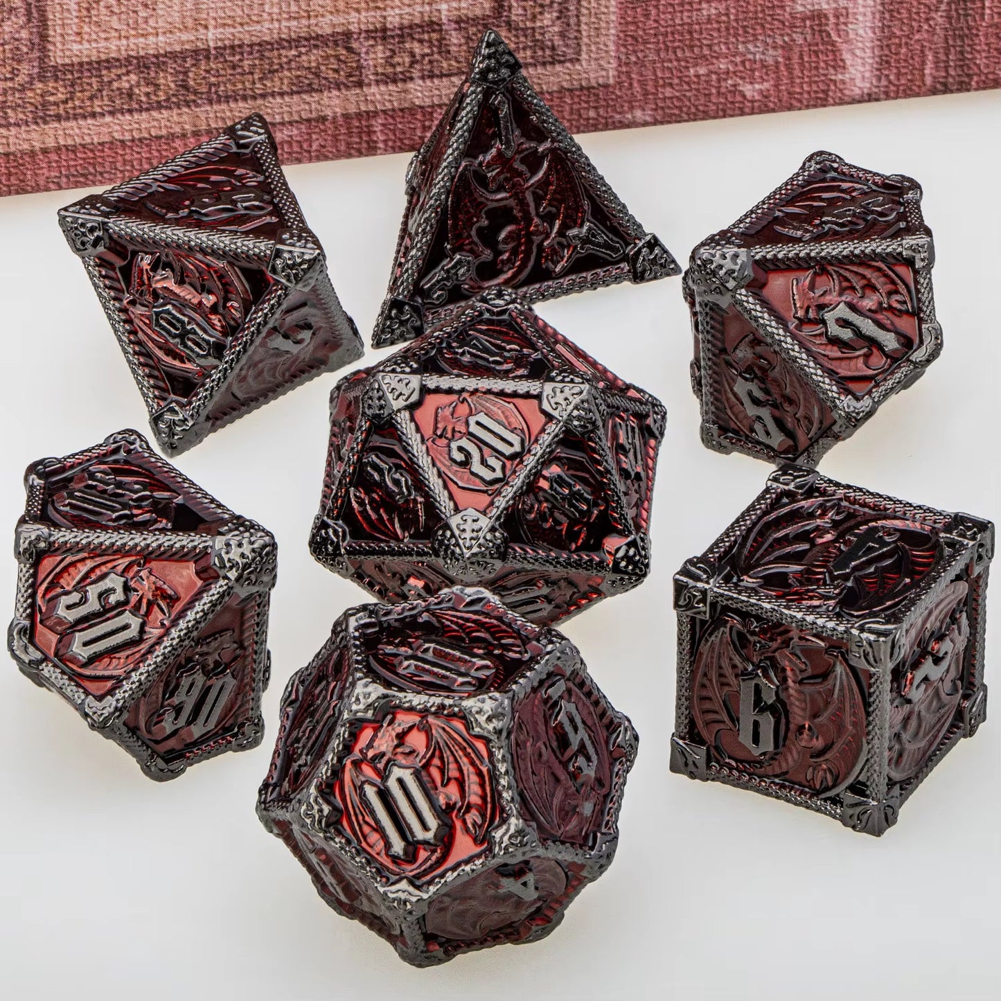 Metal DND Dice Dragon Dice Set Dungeon and Dragon D&D Polyhedral Dice RPG D and D Role Playing Games D20 D12 D10 D8 D6