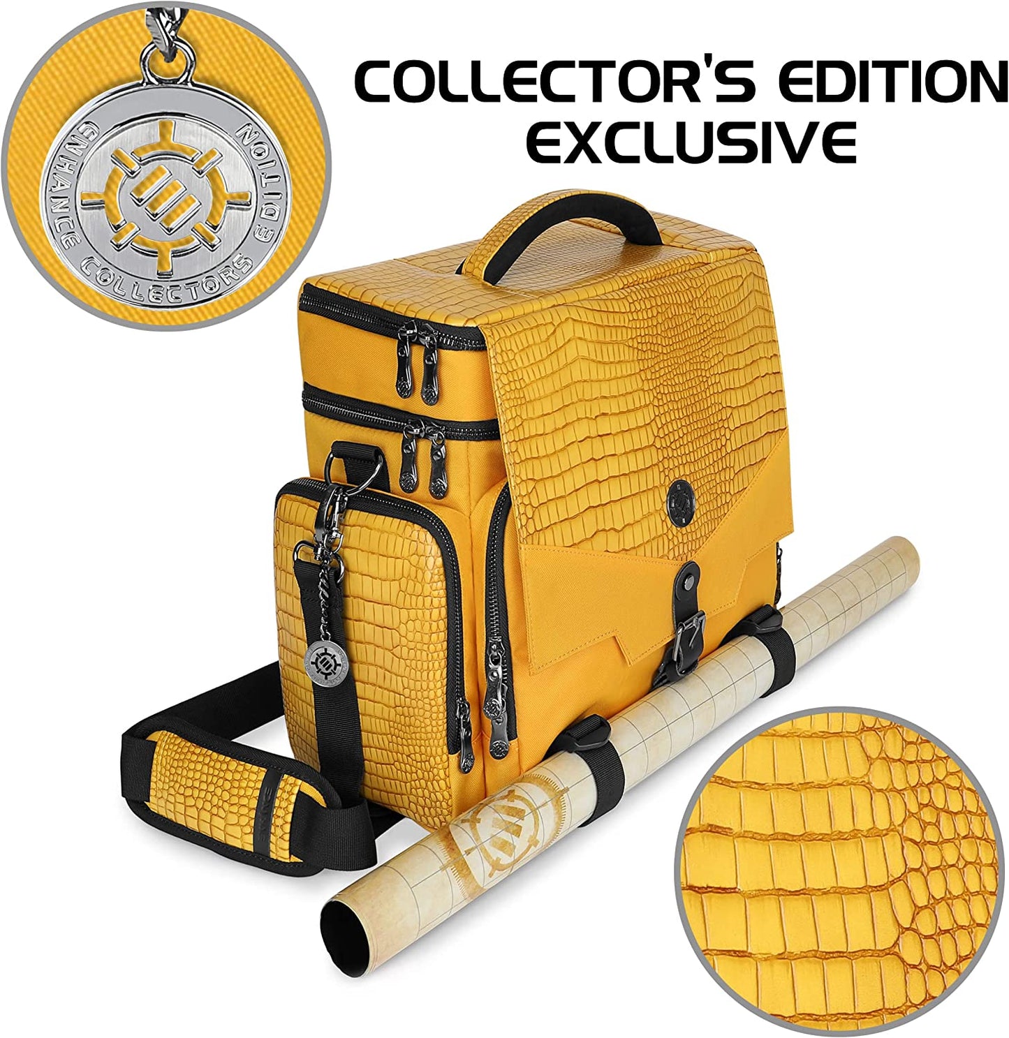 Collector'S Edition RPG Adventurer'S DND Bag - Outdoor Dragon Skin Travel Bag with Miniature Storage Chest, Mat Holder, DND Dice and Token Pockets, Fits for 4