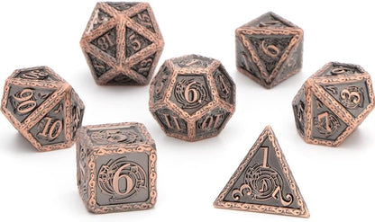 Metal DND Dice Set Dungeons and Dragons,  D + D D&D Dice Set for RPG Role Playing Dice Game, D and D Polyhedral Dice Set D20 D12 D10 D8 D6 D4 for Pathfinder with Gift Box (Ancient Copper)