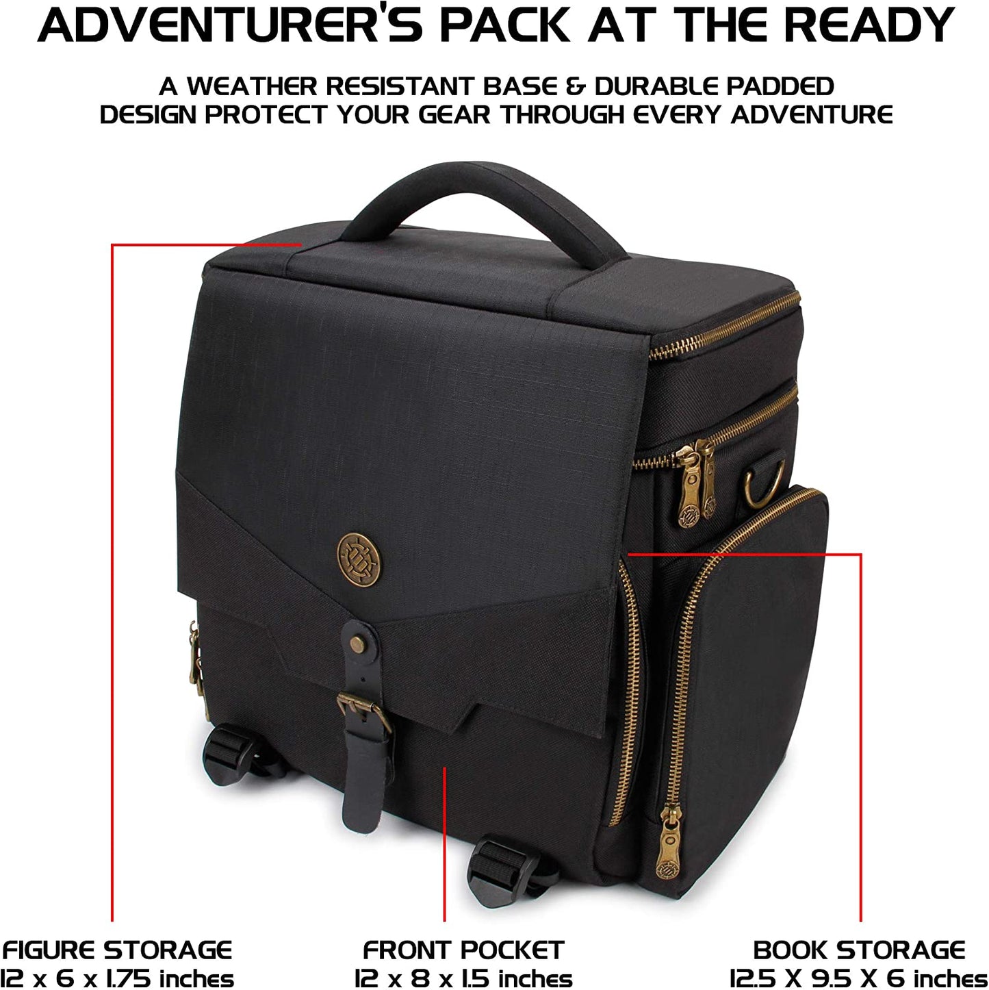 RPG Dungeons and Dragons Table Games Travel Bag with Miniatures, Padded Carry Bag with Multiple Compartments with Book Compartment (4-8) and Dice and Token Pocket