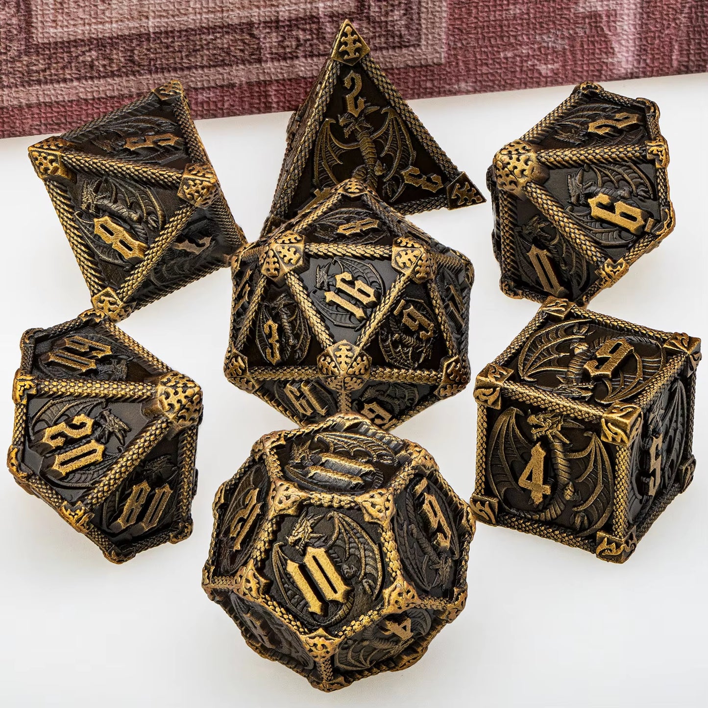 Metal DND Dice Dungeon and Dragon D&D Polyhedral Dice RPG D and D Dragon Dice Set Role Playing Games D20 D12 D10 D8 D6