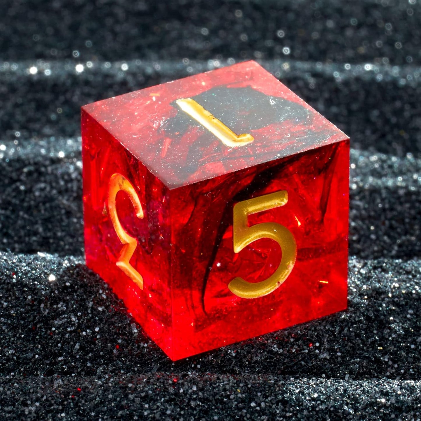 DND Dice Set Resin Sharp Edge DND Dice Set, Suitable for DND D&D Dungeons and Dragons Polyhedral RPG Dice Handmade（Transparent Red）