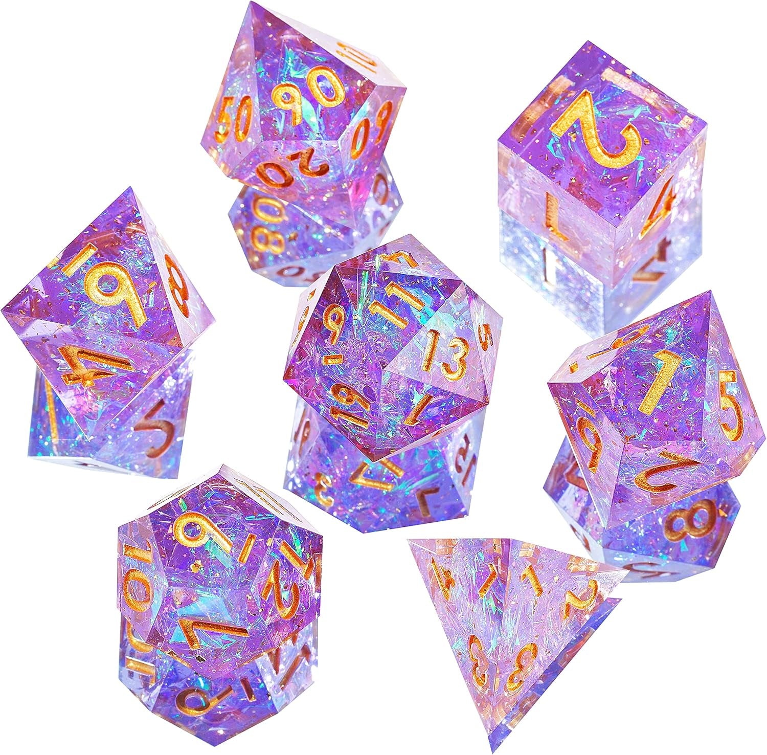 DND Dice Set DND Dice Set TTRPG D&D Dice Set Polyhedral Dice Set Dice Set D&D TTRPG Dice Set D4 D6 D8 D10 D% D12 D20 Dice Set Galaxy Purple