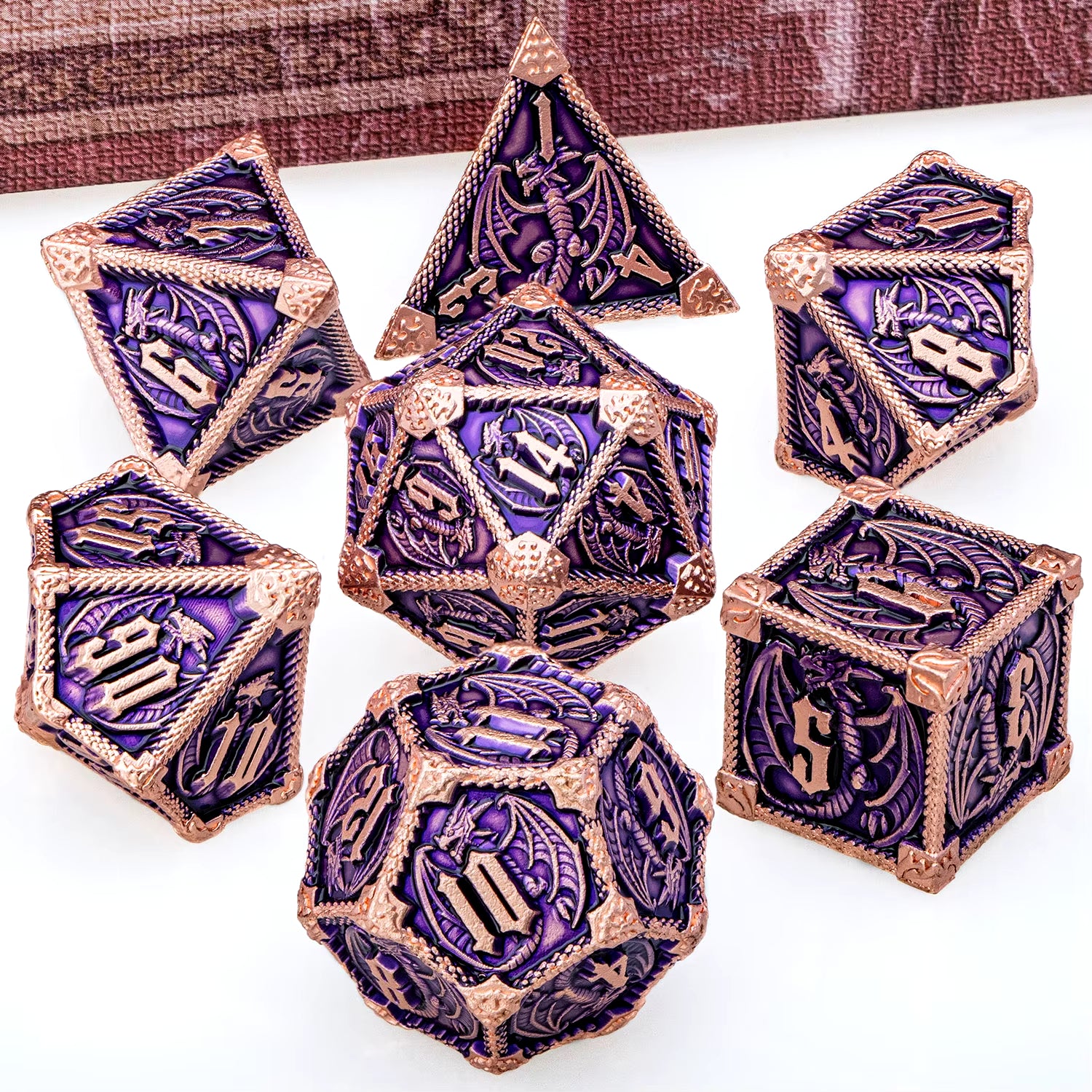 Metal DND Dice Dungeon and Dragon D&D Polyhedral Dice RPG D and D Dragon Dice Set Role Playing Games D20 D12 D10 D8 D6