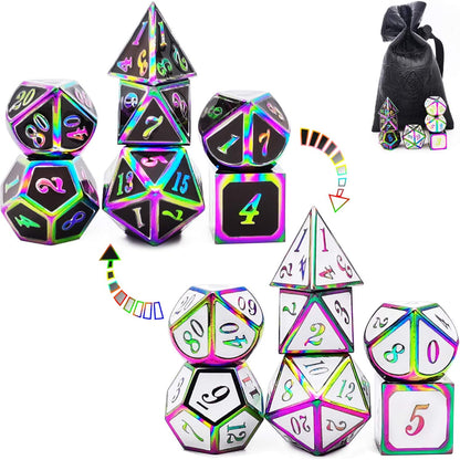 DND Metal Dice Color Changing Temperature Dice D&D Set Dungeons and Dragons Role Playing Dice Black White