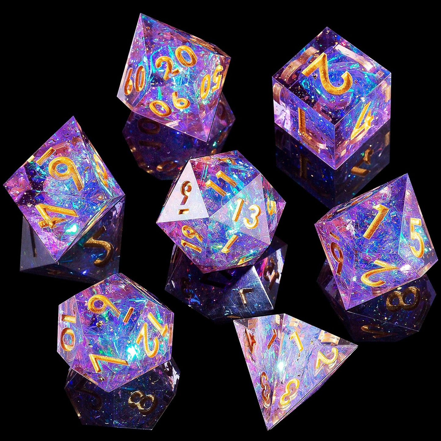 DND Dice Set DND Dice Set TTRPG D&D Dice Set Polyhedral Dice Set Dice Set D&D TTRPG Dice Set D4 D6 D8 D10 D% D12 D20 Dice Set Galaxy Purple