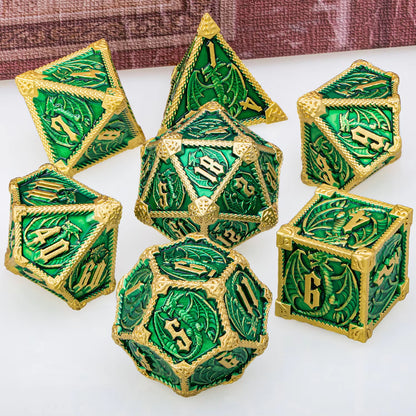 Metal DND Dice Dragon Dice Set Dungeon and Dragon D&D Polyhedral Dice RPG D and D Role Playing Games D20 D12 D10 D8 D6