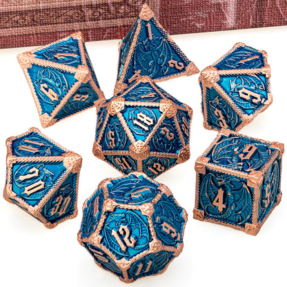 Metal DND Dice Dungeon and Dragon D&D Polyhedral Dice RPG D and D Dragon Dice Set Role Playing Games D20 D12 D10 D8 D6