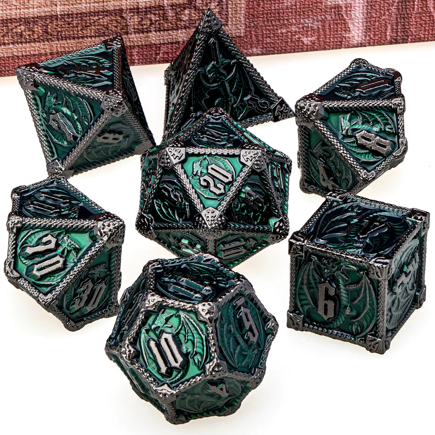 Metal DND Dice Dungeon and Dragon D&D Polyhedral Dice RPG D and D Dragon Dice Set Role Playing Games D20 D12 D10 D8 D6